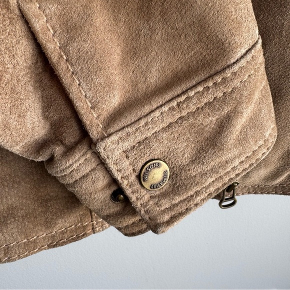 Vintage 90s Y2K Wilsons Leather Suede Jacket Womens M Tan Utility Capsule EUC - Picture 6 of 15